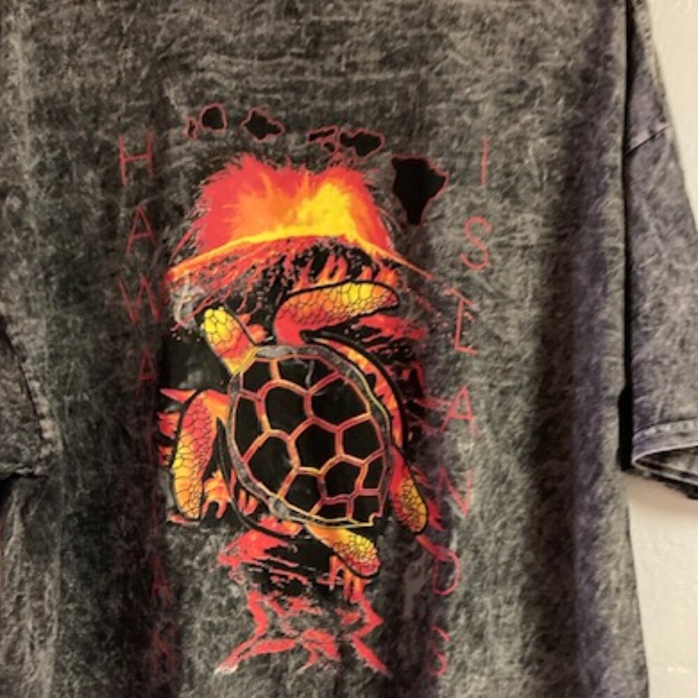 HAWAIIAN LAVA ROCK DYED SHIRT HONU GREEN SEA TURTLE HAWAII ISLAND CHAIN XXL NEW